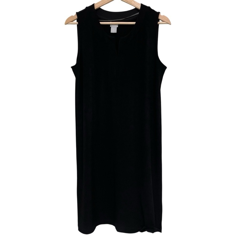 Chico's Sleeveless Classic Black Shift Midi Women’s Dress Size 1 or 8/10